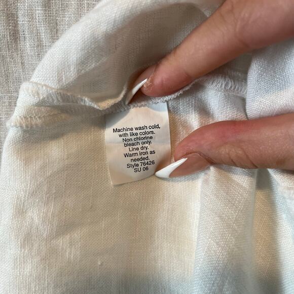 J. Crew White Short Sleeve Ruffled Wrap Dress Cover Up 100% Linen Womens Size 6 - Picture 7 of 7